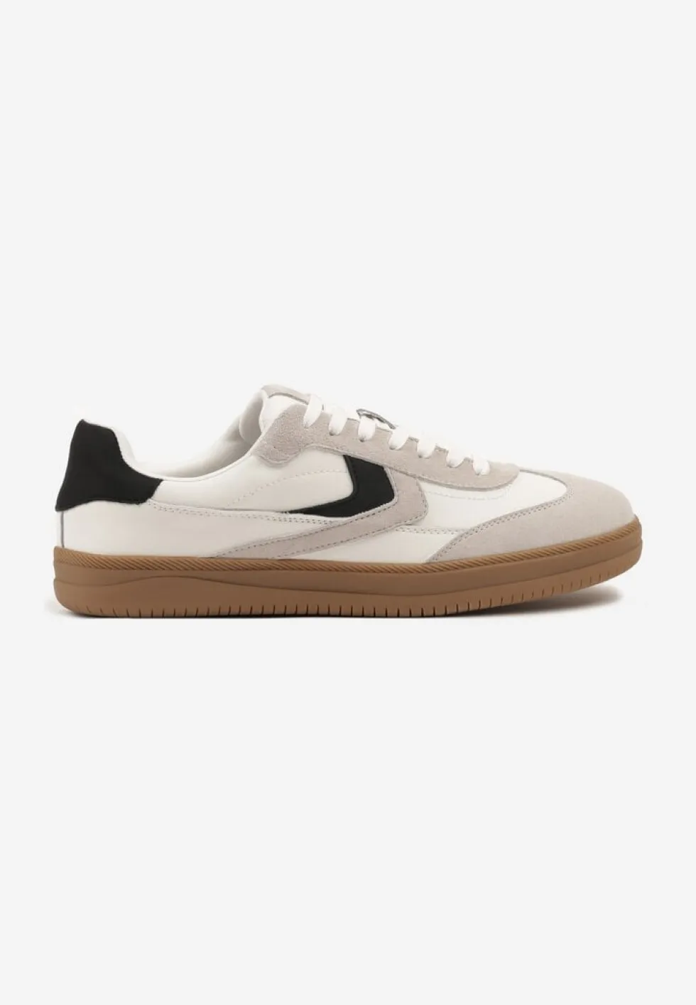 Beżowe Sneakersy Skórzane w Stylu Tenisówek z Geometrycznym Motywem Erisane