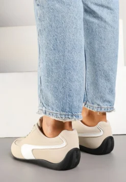 Beżowe Sneakersy Typu Klasyczne Tenisówki Zelritia