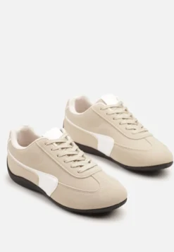 Beżowe Sneakersy Typu Klasyczne Tenisówki Zelritia