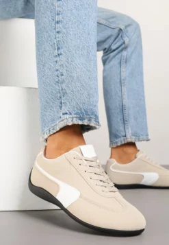 Beżowe Sneakersy Typu Klasyczne Tenisówki Zelritia