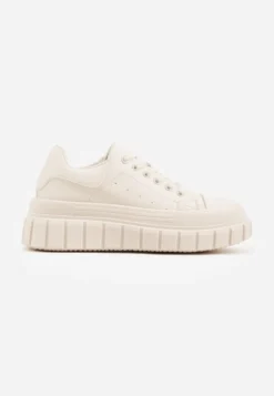 Beżowe Sneakersy VICES na Platformie w Stylu Chunky z Perforacją Hypsyllis