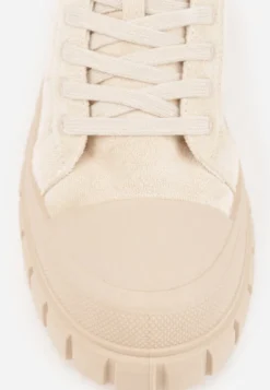 Beżowe Sneakersy Vices na Platformie z Ozdobą i Napisem Leawen