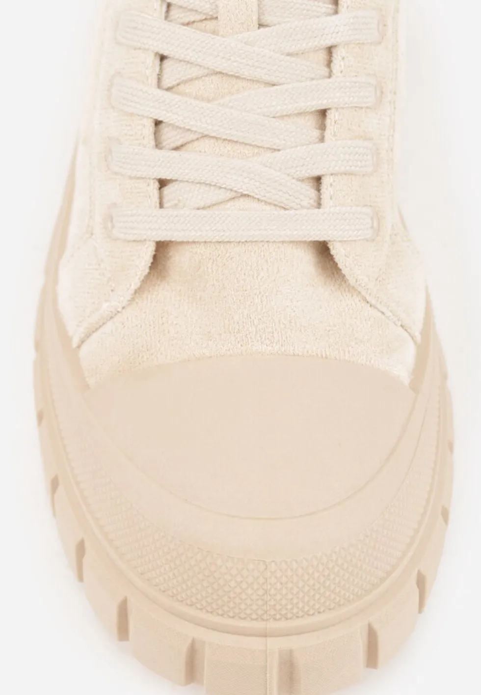 Beżowe Sneakersy Vices na Platformie z Ozdobą i Napisem Leawen