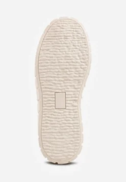Beżowe Sneakersy VICES na Tłoczonej Podeszwie w Stylu Chunky Myninis