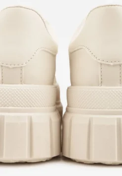 Beżowe Sneakersy VICES na Tłoczonej Podeszwie w Stylu Chunky Myninis