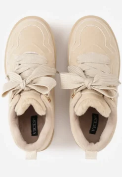 Beżowe Sneakersy Vices Stylizowane na Śniegowce na Platformie Obszyte Futerkiem Naleris