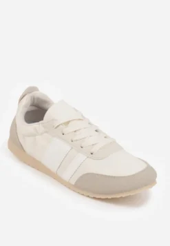 Beżowe Sneakersy w Stylu Klasycznych Tenisówek z Marszczeniem z Tyłu Aiglise