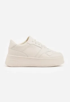 Beżowe Sneakersy z Cholewką przed Kostkę na Platformie Liciana