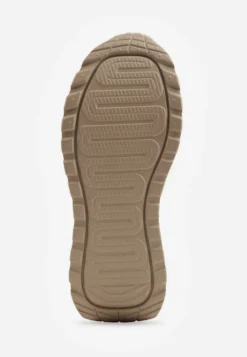 Beżowe Sneakersy ze Skóry Naturalnej na Platformie Zdobione Metalowym Zapięciem Jeannine