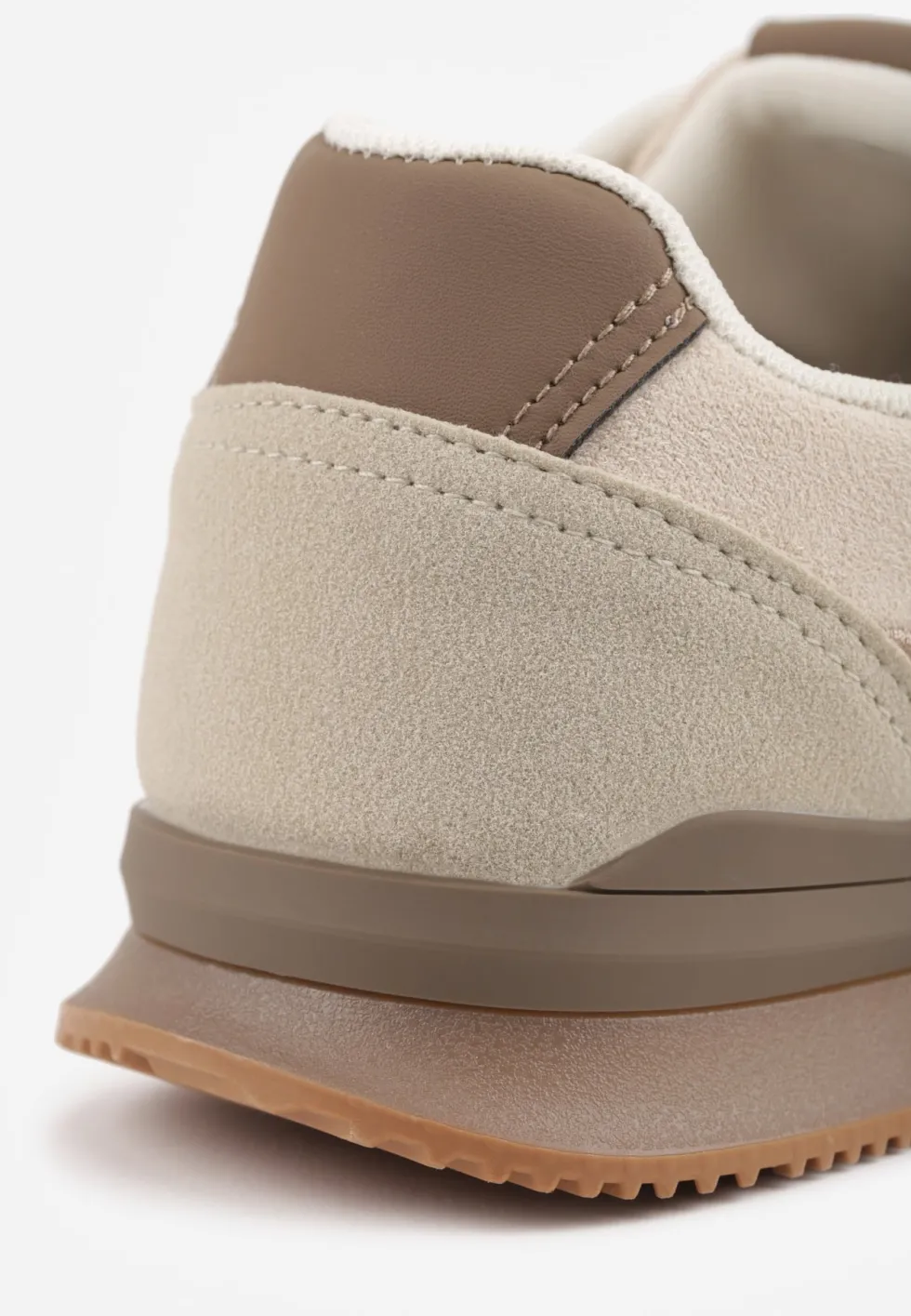 Beżowe Sneakersy z Geometrycznym Wzorem z Boku Mehida