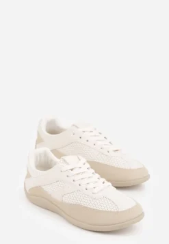 Beżowe Sneakersy z Geometrycznym Wzorem Elrineth