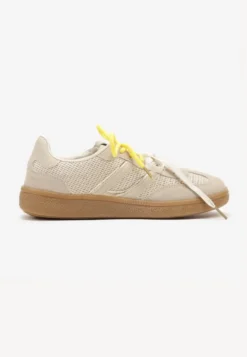 Beżowe Sneakersy z Geometrycznymi Paskami i Podwójnym Wiązaniem Florlevi