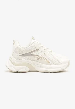 Beżowe Sneakersy z Ozdobnymi Paskami Xerraza