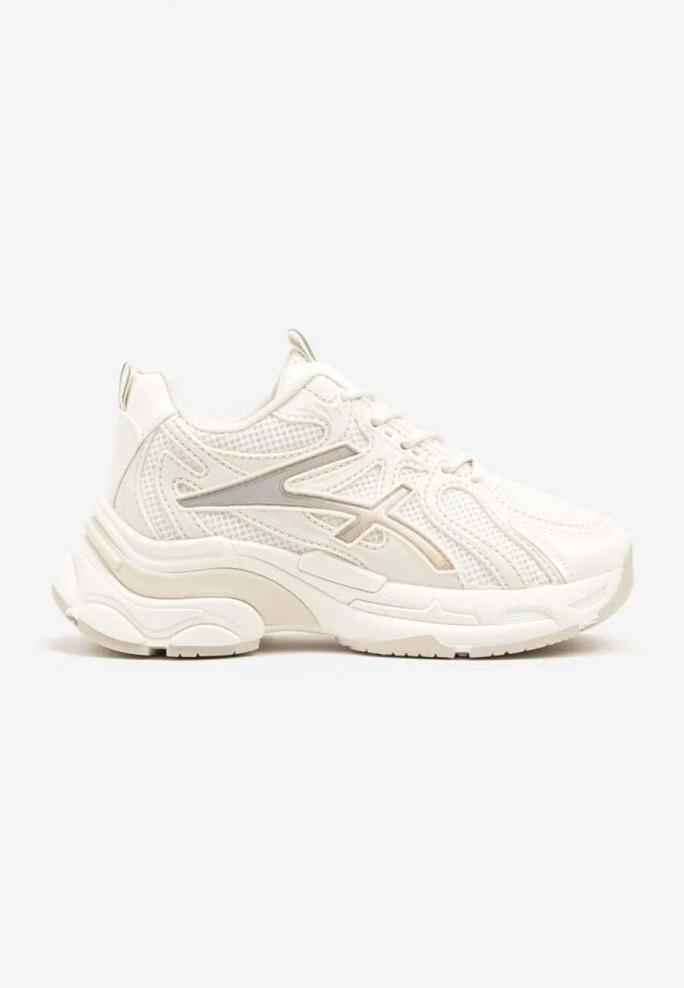 Beżowe Sneakersy z Ozdobnymi Paskami Xerraza