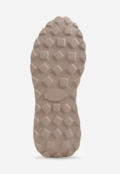 Beżowe Sneakersy z Zamszu Naturalnego na Platformie z Bieżnikiem Eplia