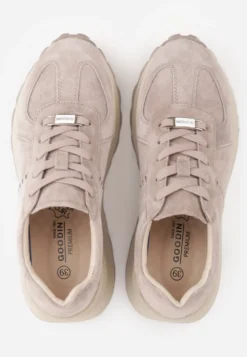 Beżowe Sneakersy z Zamszu Naturalnego na Platformie z Bieżnikiem Eplia