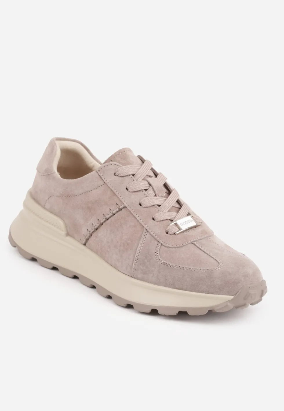Beżowe Sneakersy z Zamszu Naturalnego na Platformie z Bieżnikiem Eplia