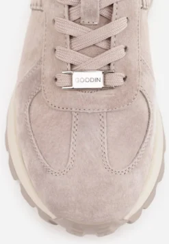 Beżowe Sneakersy z Zamszu Naturalnego na Platformie z Bieżnikiem Eplia