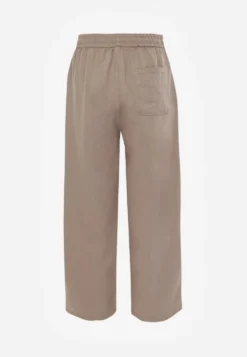 Beżowe Spodnie Casual Barrel High Waist z Gumką i Wiązaniem w Pasie Janesa
