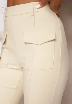 Beżowe Spodnie Dzwony High Waist Fani