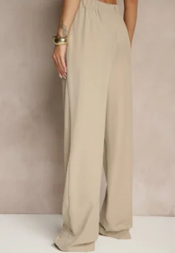 Beżowe Spodnie Garniturowe High Waist Annavia