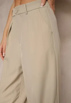 Beżowe Spodnie Garniturowe High Waist Annavia