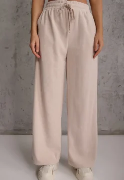 Beżowe Spodnie o Szerokim Kroju High Waist z Wiązaniem w Pasie Ettianne