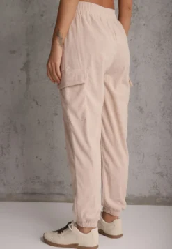 Beżowe Spodnie Typu Cargo High Waist Worseli