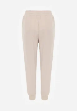 Beżowe Sportowe Spodnie Typu Jogger High Waist ze Ściągaczem w Talii Isirona