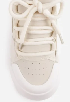 Beżowe Streetwearowe Sneakersy Trampki na Platformie Danenith