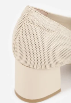 Beżowe Strukturalne Czółenka VICES na Słupkowym Obcasie z Wkładką Soft-Pillow Abathise