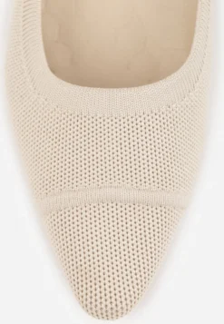 Beżowe Strukturalne Czółenka VICES na Słupkowym Obcasie z Wkładką Soft-Pillow Abathise