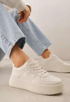Beżowe Sznurowane Sneakersy na Platformie z Bieżnikiem Arvilla