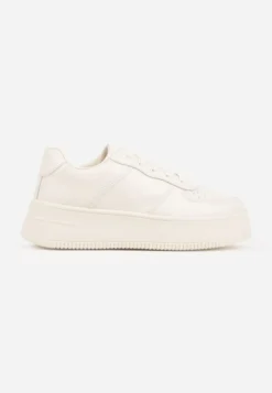 Beżowe Sznurowane Sneakersy na Platformie z Bieżnikiem Arvilla