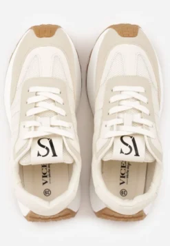 Beżowe Sznurowane Sneakersy Vices na Platformie z Ozdobnymi Paskami Seliniel