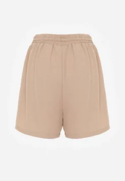 Beżowe Szorty Casual High Waist na Lato Bogate w Wiskozę Ismina