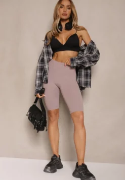 Beżowe Szorty Kolarki High Waist Liranesse