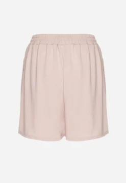 Beżowe Szorty z Wiskozą High Waist Puvione