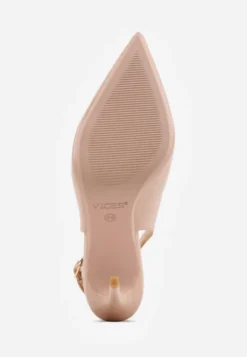 Beżowe Szpilki VICES Slingback z Wkładką ze Skóry Naturalnej Zoretta
