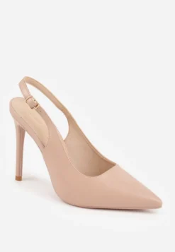 Beżowe Szpilki VICES Slingback z Wkładką ze Skóry Naturalnej Zoretta