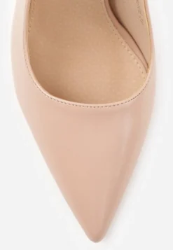 Beżowe Szpilki VICES Slingback z Wkładką ze Skóry Naturalnej Zoretta