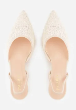 Beżowe Szpilki z Obcasem Typu Klepsydra z Siateczką i Cekinami Meridess