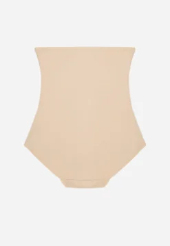 Beżowe Wysokie Majtki Modelujące z Silikonowym Paskiem Podtrzymującym Dagima
