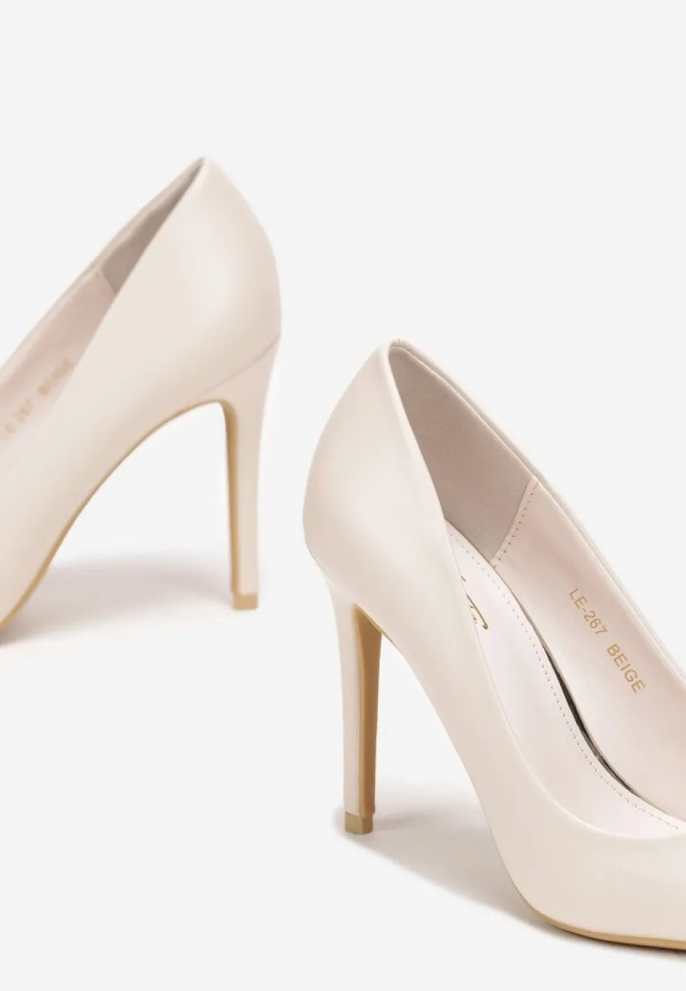 Beżowe Wysokie Szpilki o Gładkim Wykończeniu Venitorre