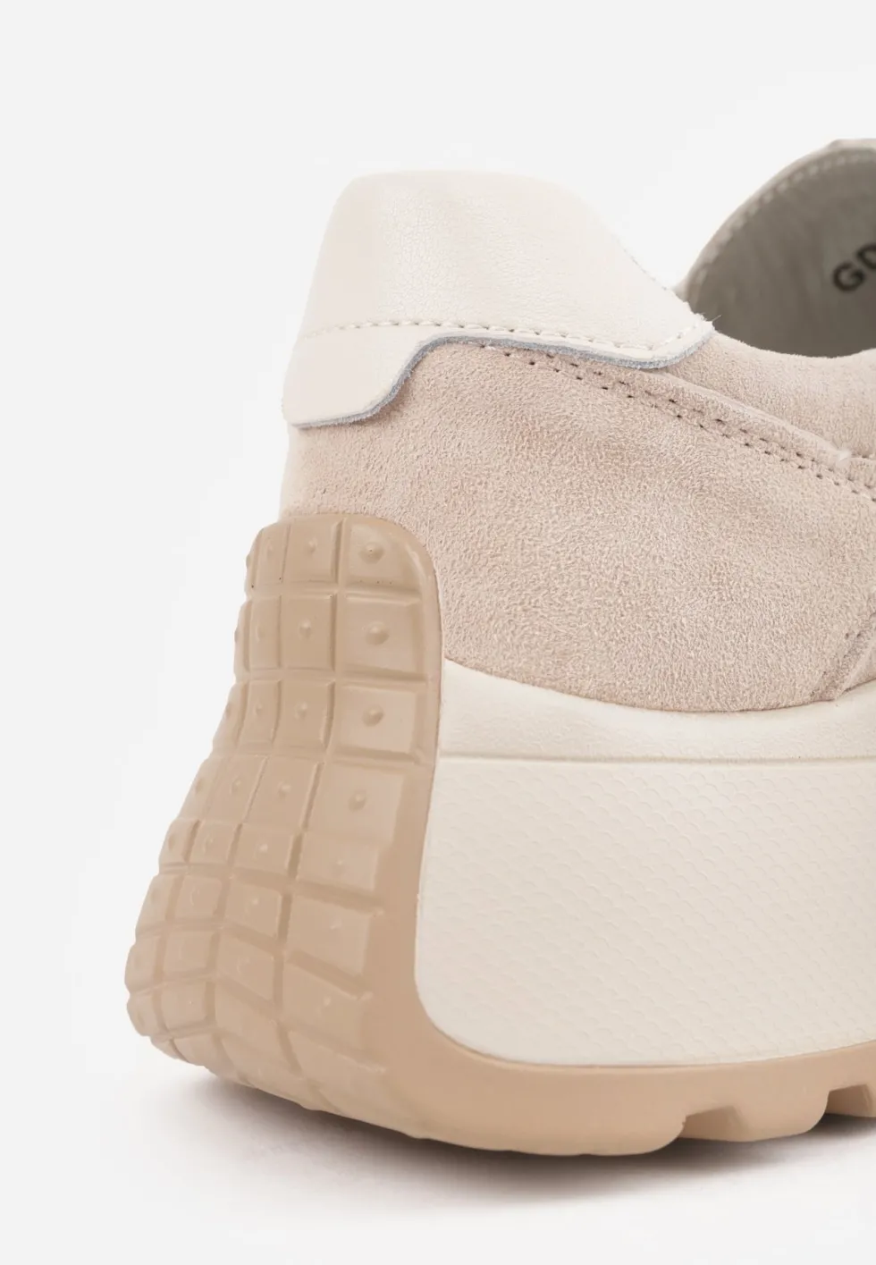 Beżowe Zamszowe Sneakersy na Platformie z Wkładką ze Skóry Naturalnej Inferis