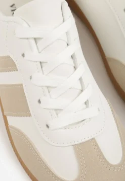 Beżowo-Białe Sneakersy w Stylu Tenisówek z Paskami Danareth
