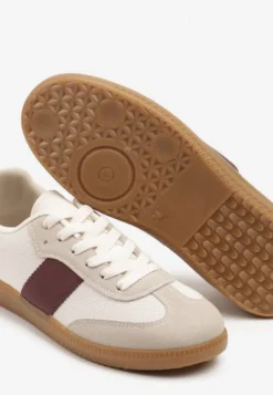 Beżowo-Bordowe Sneakersy Tenisówki w Kultowym Stylu Neolithaen