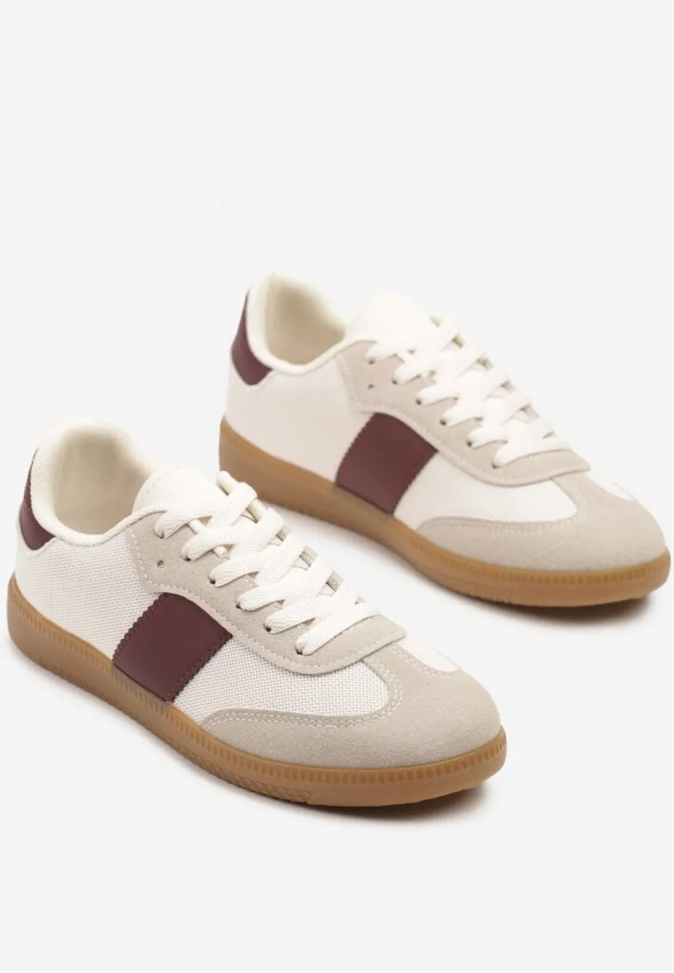 Beżowo-Bordowe Sneakersy Tenisówki w Kultowym Stylu Neolithaen