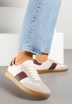 Beżowo-Bordowe Sneakersy Tenisówki w Kultowym Stylu Neolithaen