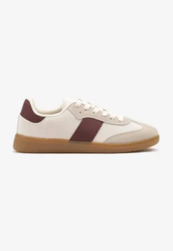 Beżowo-Bordowe Sneakersy Tenisówki w Kultowym Stylu Neolithaen